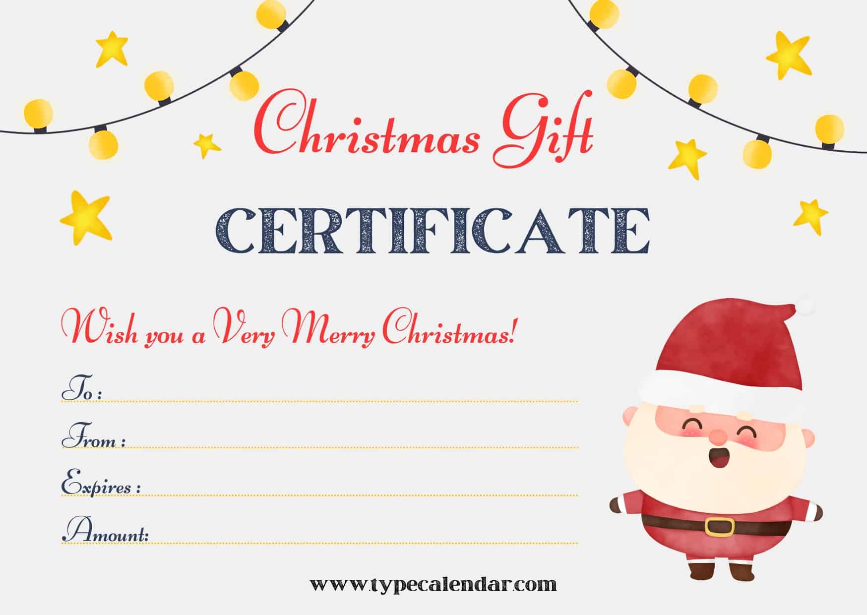 free printable christmas gift certificate templates [pdf, word] blank